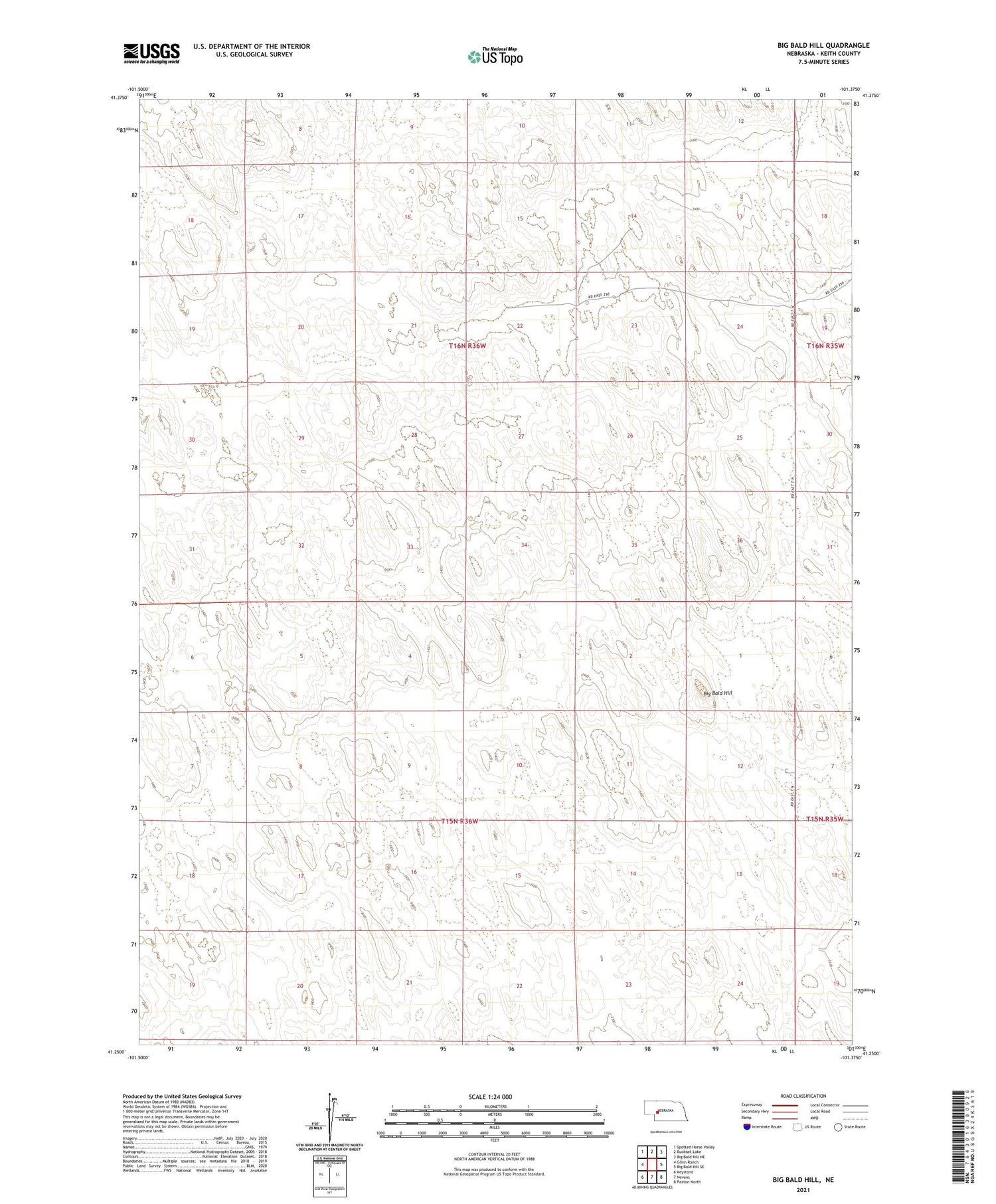 Big Bald Hill Nebraska US Topo Map Image