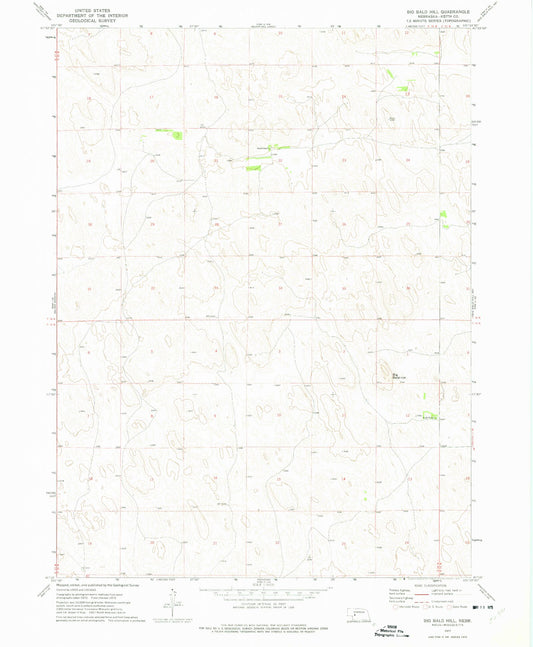 Classic USGS Big Bald Hill Nebraska 7.5'x7.5' Topo Map Image