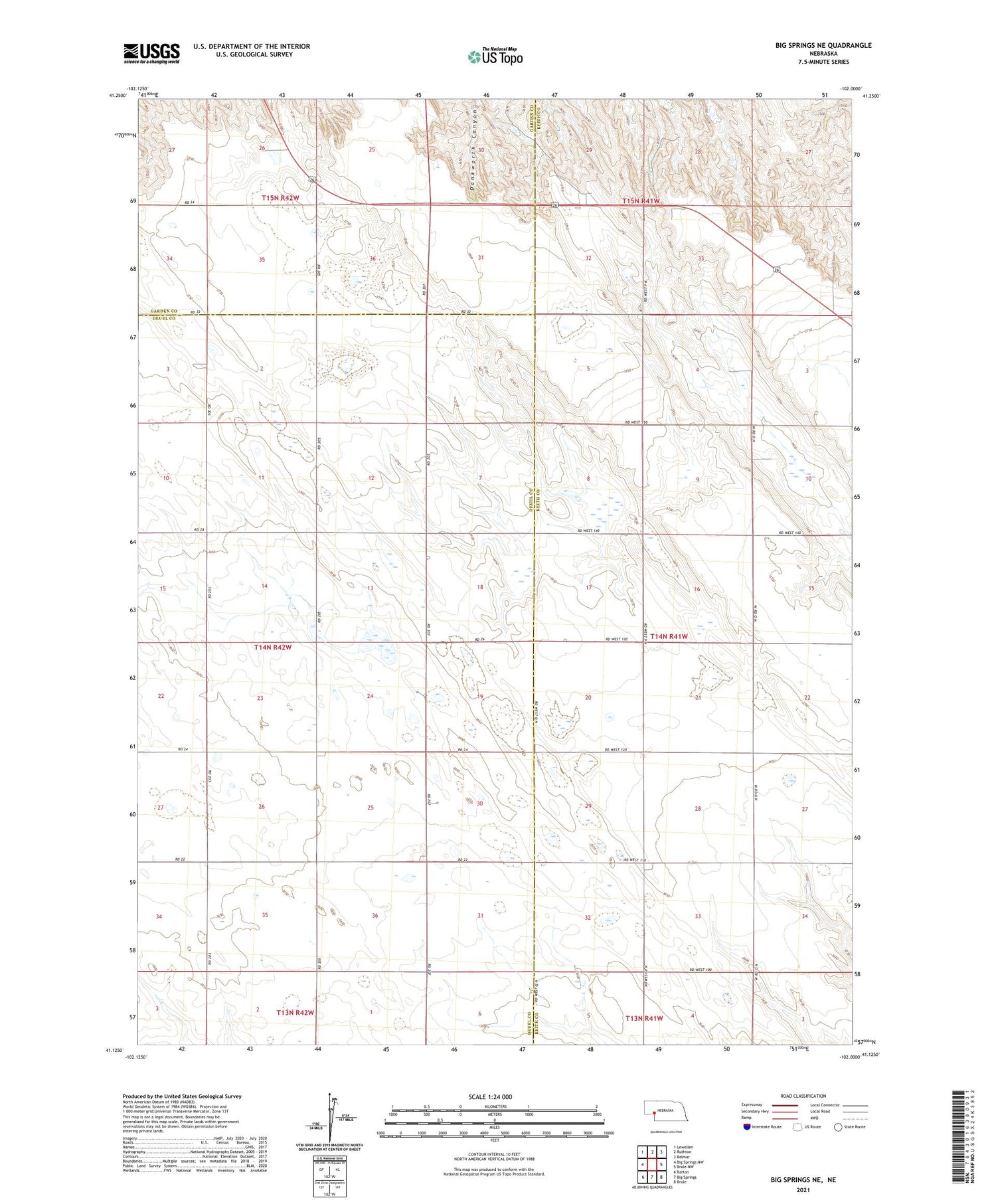 Big Springs NE Nebraska US Topo Map Image