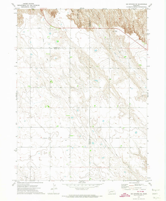 Classic USGS Big Springs NE Nebraska 7.5'x7.5' Topo Map Image