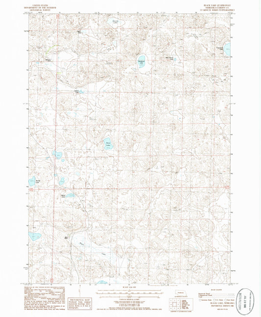 Classic USGS Black Lake Nebraska 7.5'x7.5' Topo Map Image
