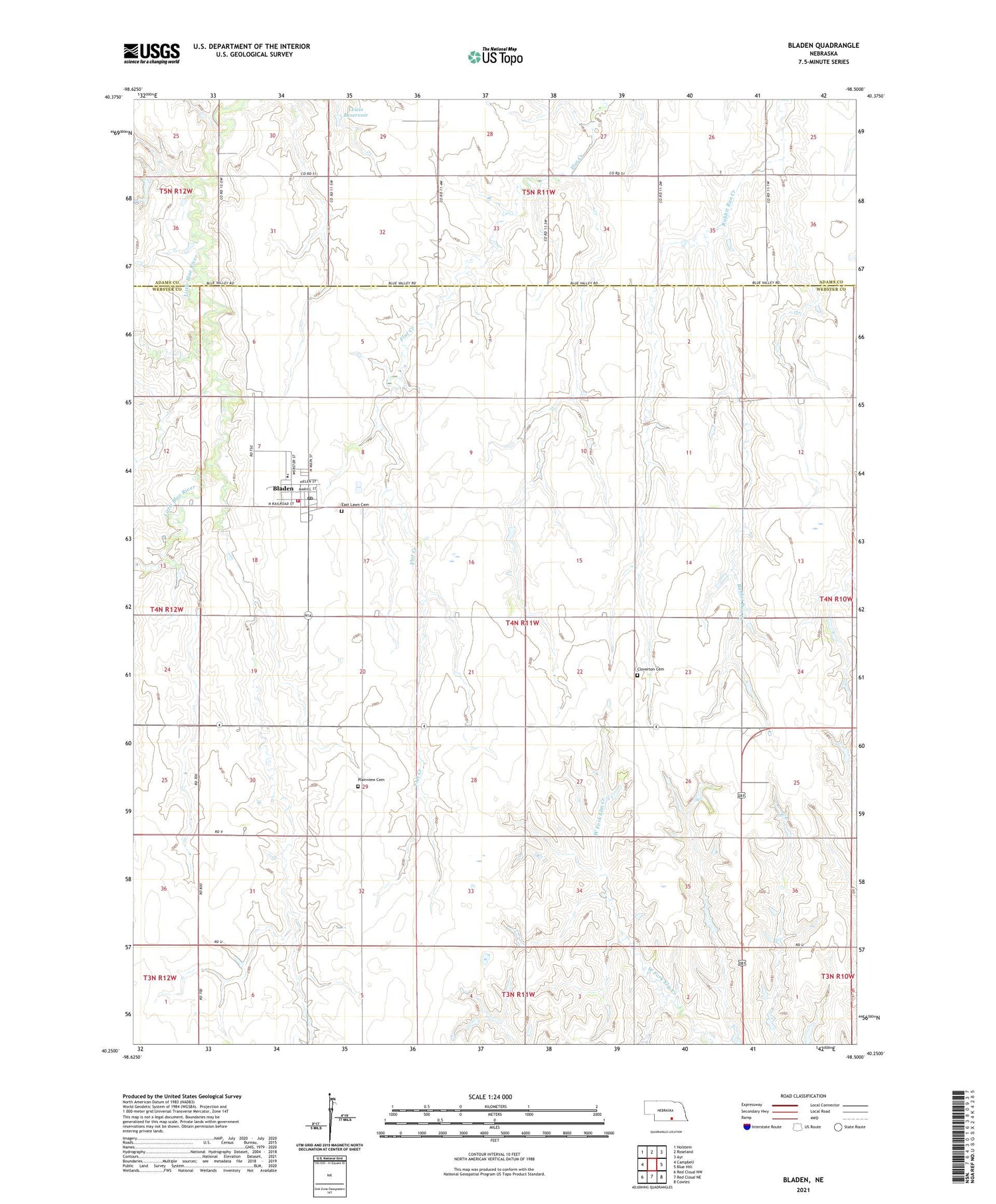 Bladen Nebraska US Topo Map Image