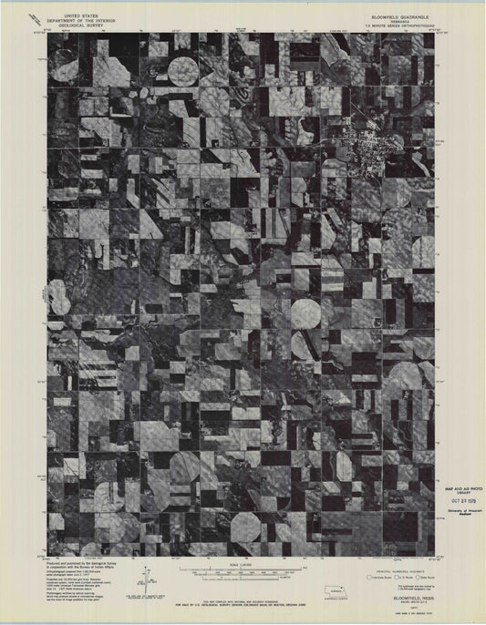 Classic USGS Bloomfield Nebraska 7.5'x7.5' Topo Map Image