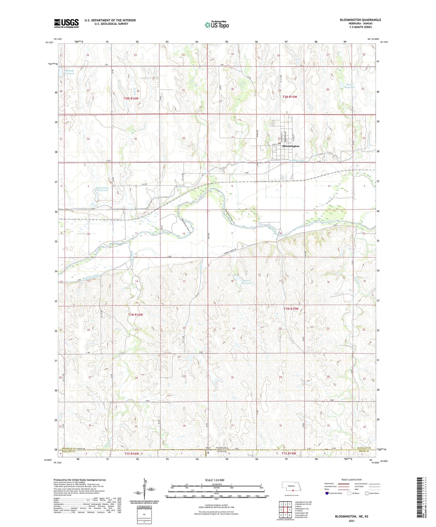 Bloomington Nebraska US Topo Map Image