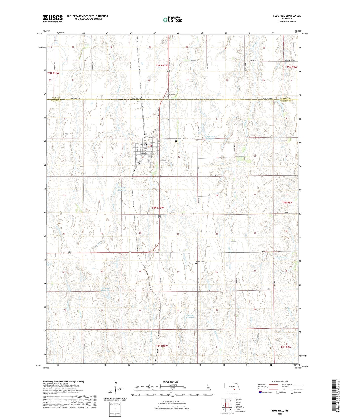 Blue Hill Nebraska US Topo Map Image