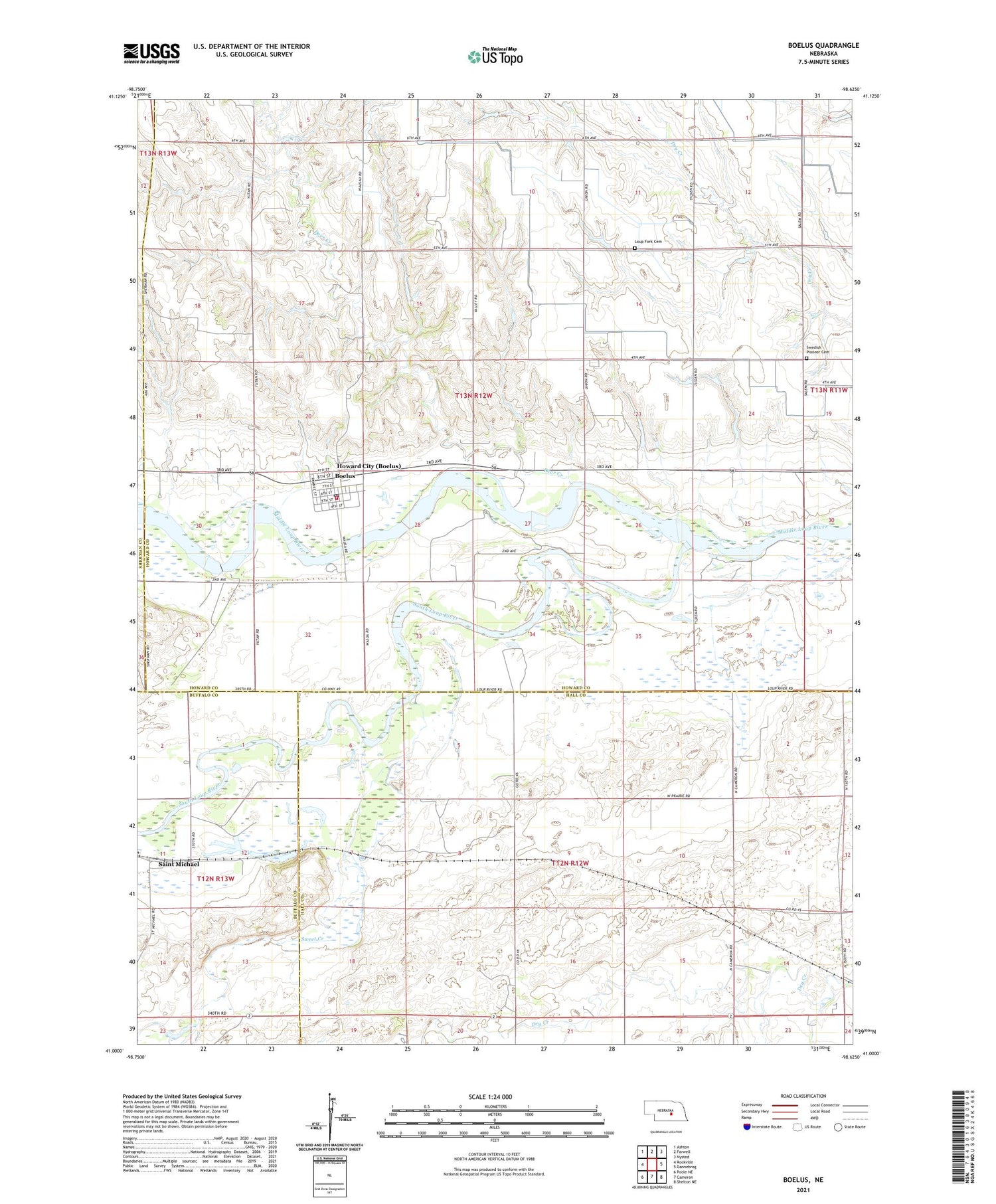 Boelus Nebraska US Topo Map Image