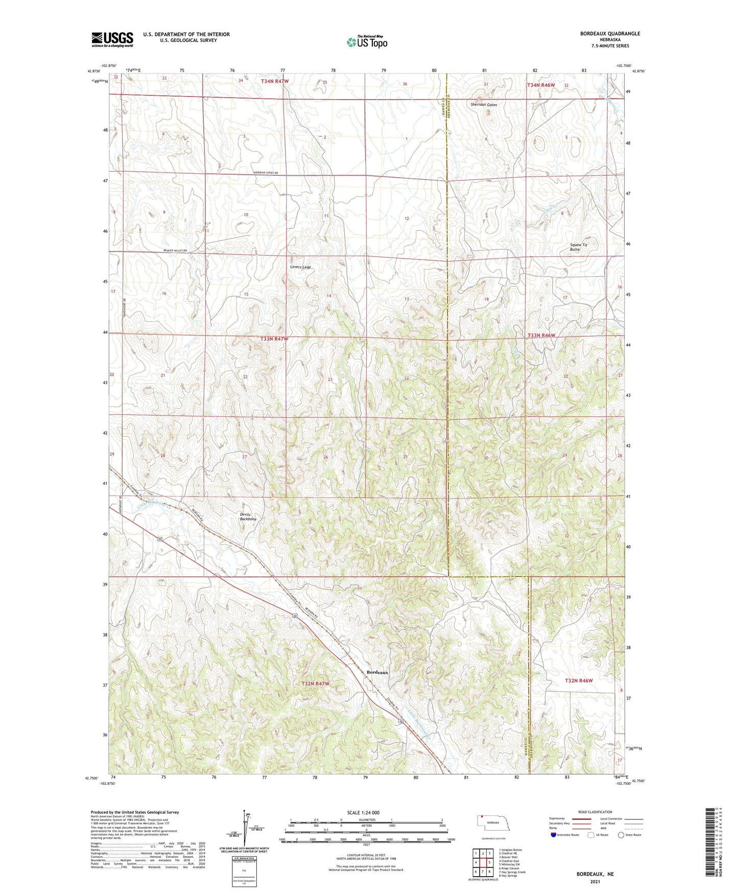 Bordeaux Nebraska US Topo Map Image