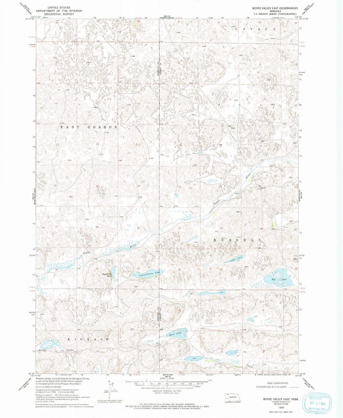 Classic USGS Bovee Valley East Nebraska 7.5'x7.5' Topo Map Image