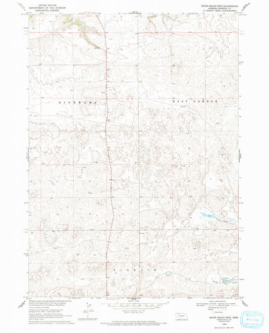 Classic USGS Bovee Valley West Nebraska 7.5'x7.5' Topo Map Image