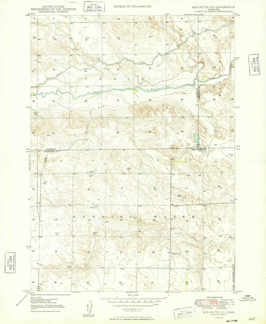 Classic USGS Box Butte NE Nebraska 7.5'x7.5' Topo Map Image