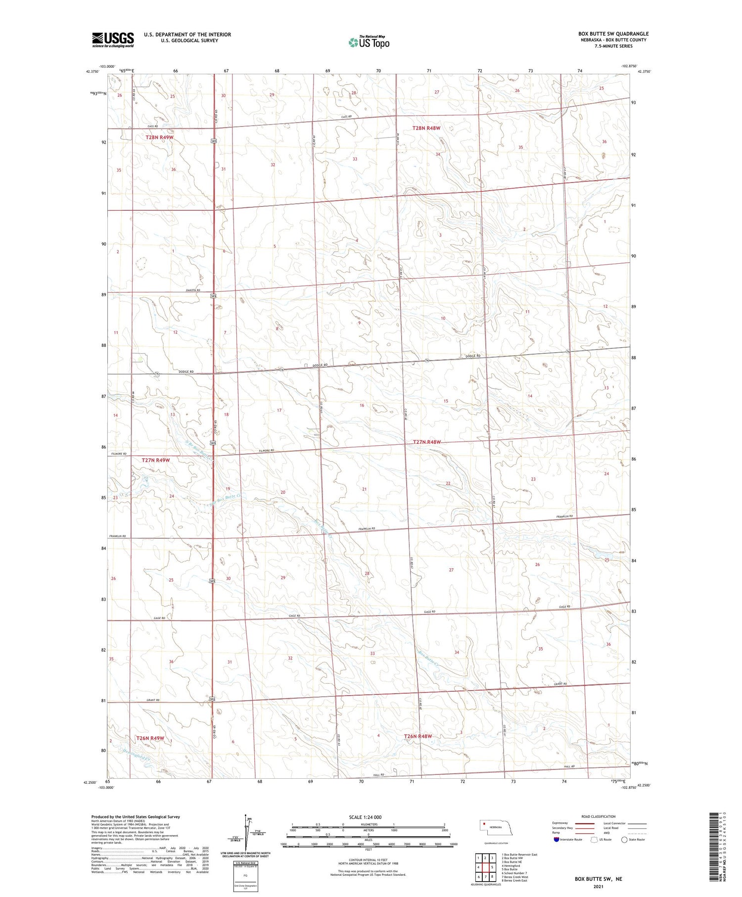 Box Butte SW Nebraska US Topo Map Image