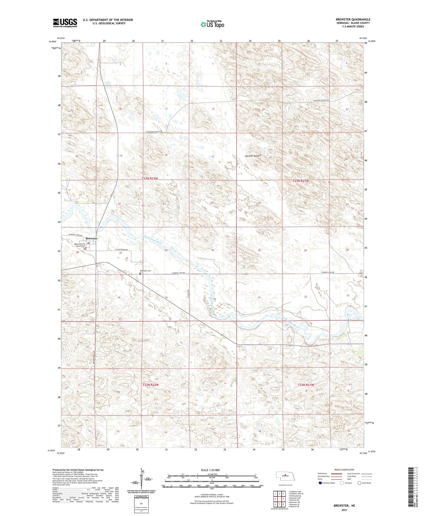 Brewster Nebraska US Topo Map Image