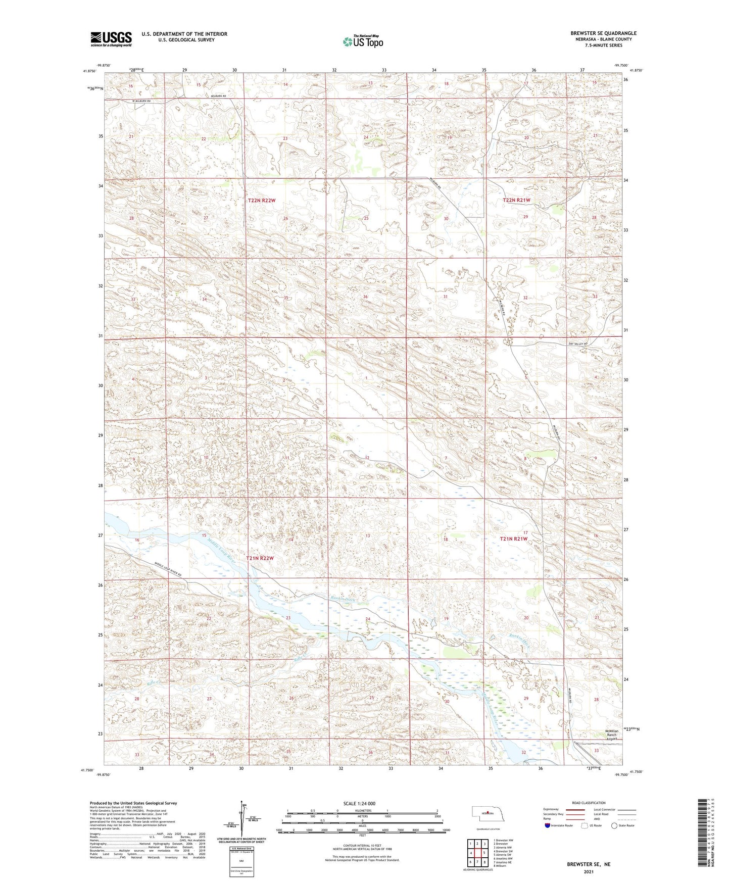 Brewster SE Nebraska US Topo Map Image