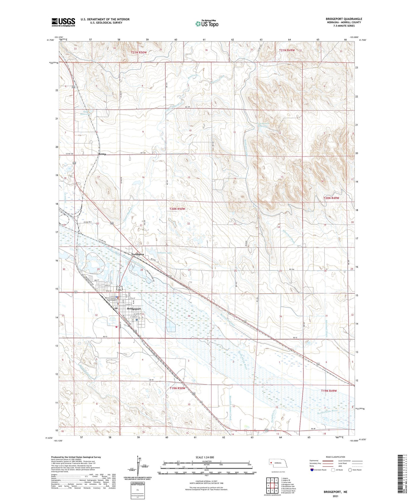 Bridgeport Nebraska US Topo Map Image