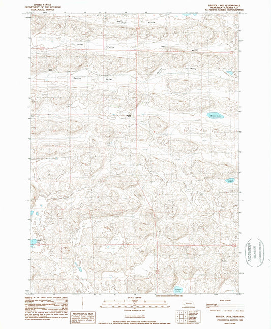 Classic USGS Bristol Lake Nebraska 7.5'x7.5' Topo Map Image