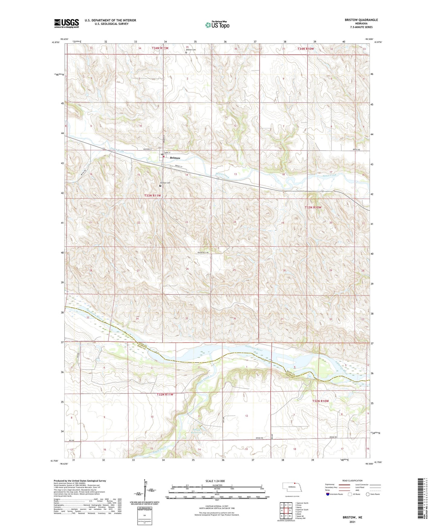 Bristow Nebraska US Topo Map Image