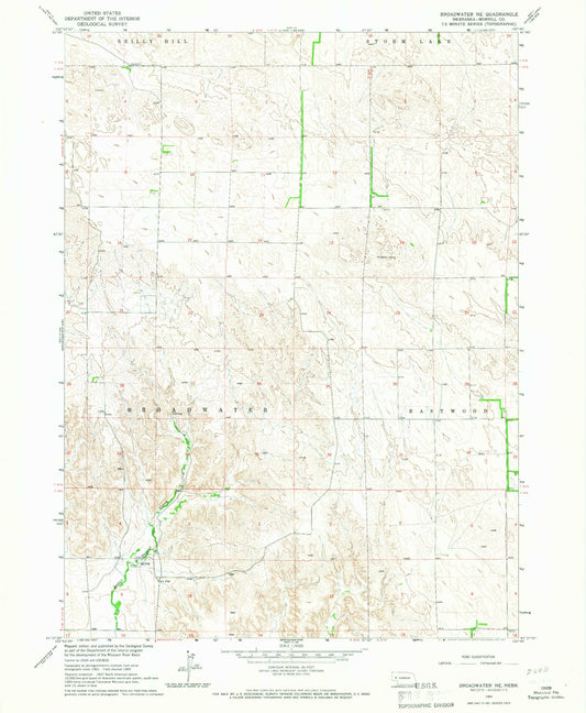 Classic USGS Broadwater NE Nebraska 7.5'x7.5' Topo Map Image