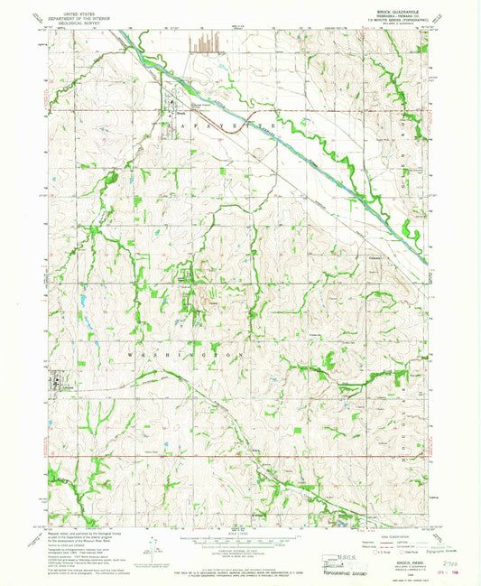 Classic USGS Brock Nebraska 7.5'x7.5' Topo Map Image