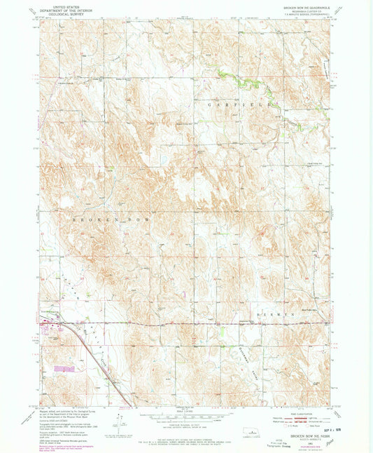 Classic USGS Broken Bow NE Nebraska 7.5'x7.5' Topo Map Image