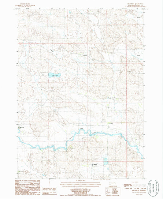 Classic USGS Brownlee Nebraska 7.5'x7.5' Topo Map Image