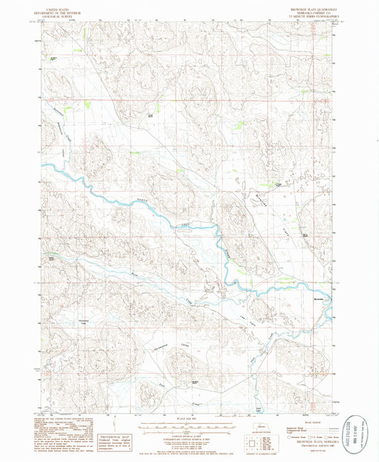 Classic USGS Brownlee Flats Nebraska 7.5'x7.5' Topo Map Image