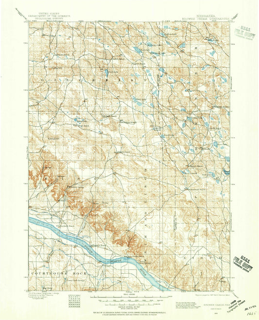 Historic 1896 Browns Creek Nebraska 30'x30' Topo Map Image