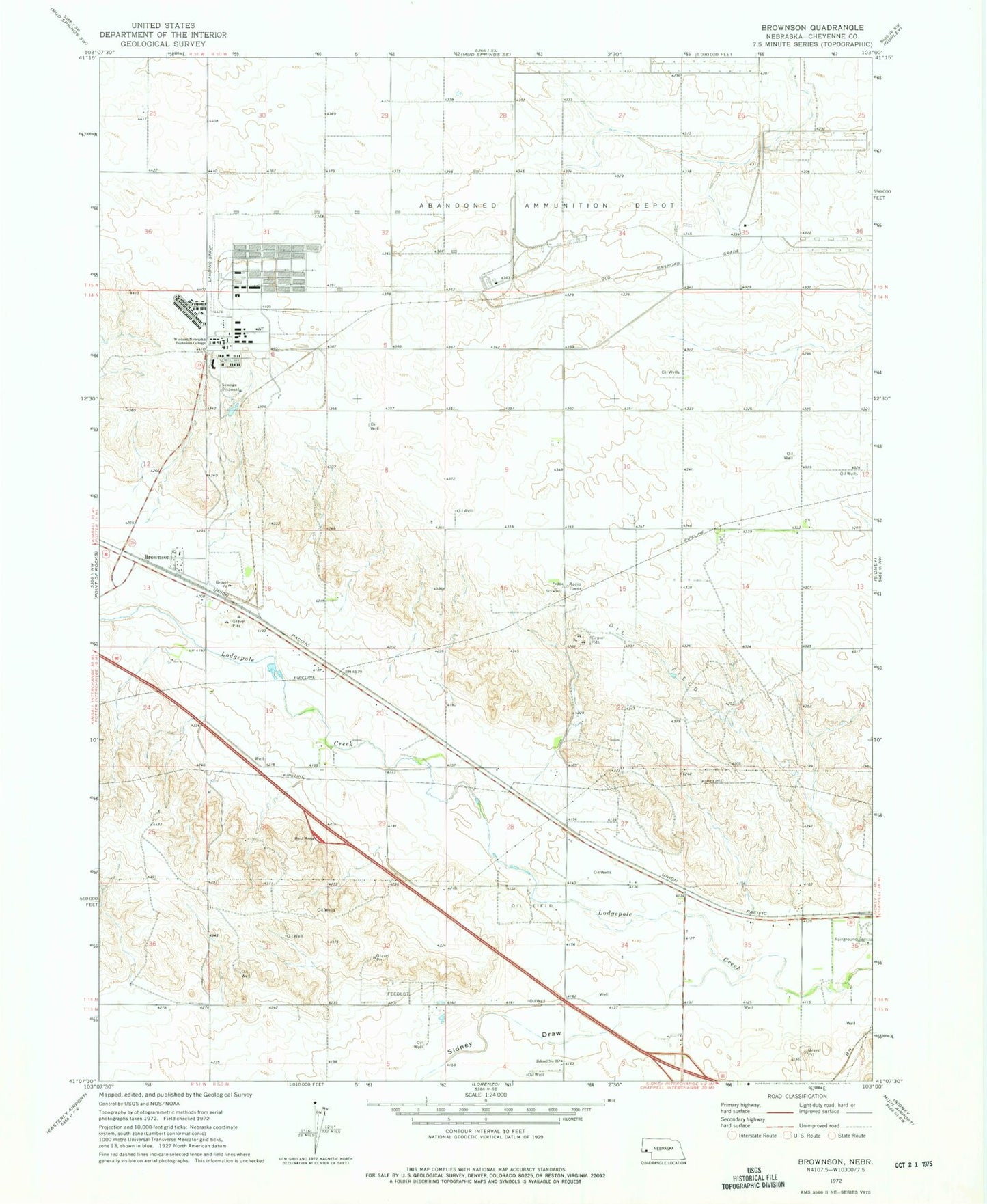Classic USGS Brownson Nebraska 7.5'x7.5' Topo Map Image