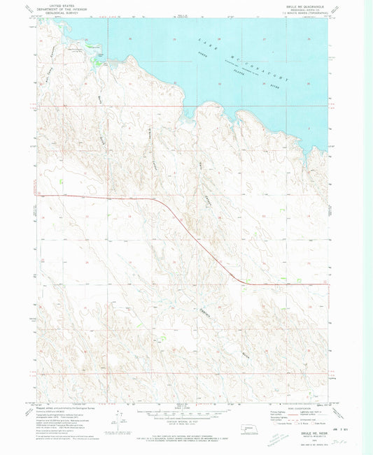 Classic USGS Brule NE Nebraska 7.5'x7.5' Topo Map Image