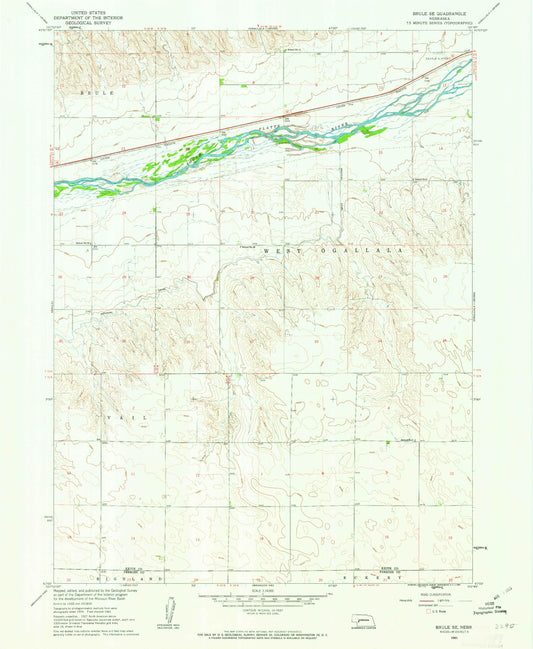 Classic USGS Brule SE Nebraska 7.5'x7.5' Topo Map Image