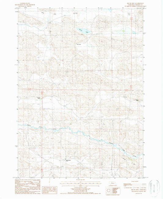 Classic USGS Brush Hill Nebraska 7.5'x7.5' Topo Map Image