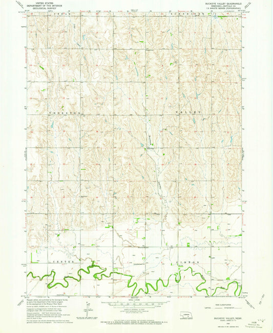 Classic USGS Buckeye Valley Nebraska 7.5'x7.5' Topo Map Image