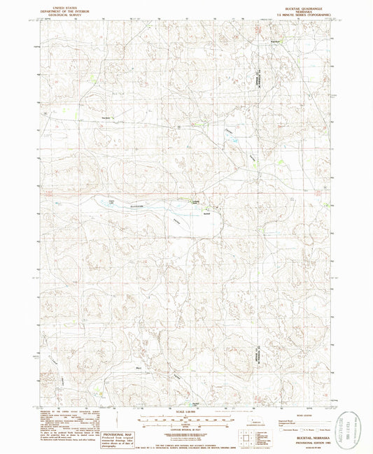 Classic USGS Bucktail Nebraska 7.5'x7.5' Topo Map Image