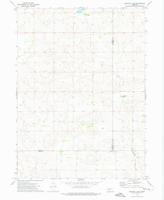 Classic USGS Bucktail Lake Nebraska 7.5'x7.5' Topo Map Image