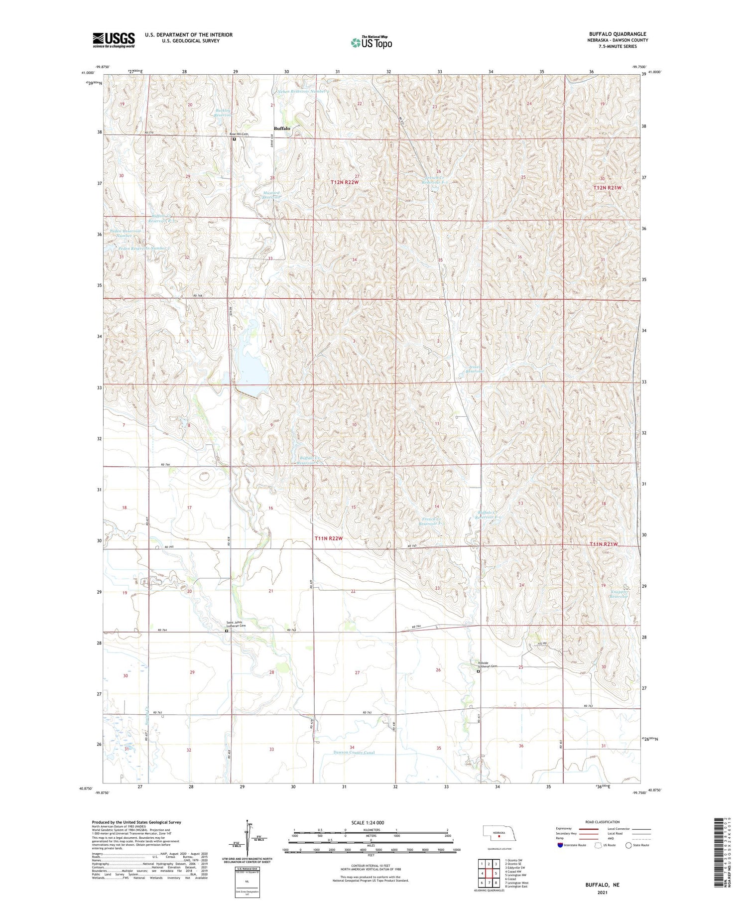 Buffalo Nebraska US Topo Map Image