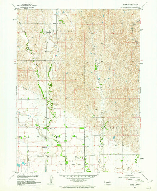 Classic USGS Buffalo Nebraska 7.5'x7.5' Topo Map Image