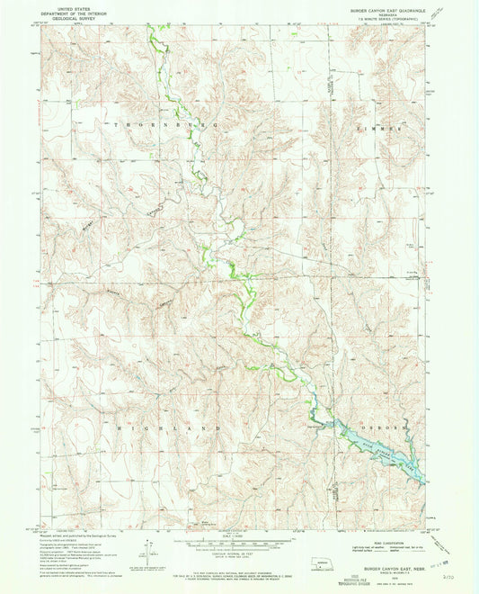 Classic USGS Burger Canyon East Nebraska 7.5'x7.5' Topo Map Image