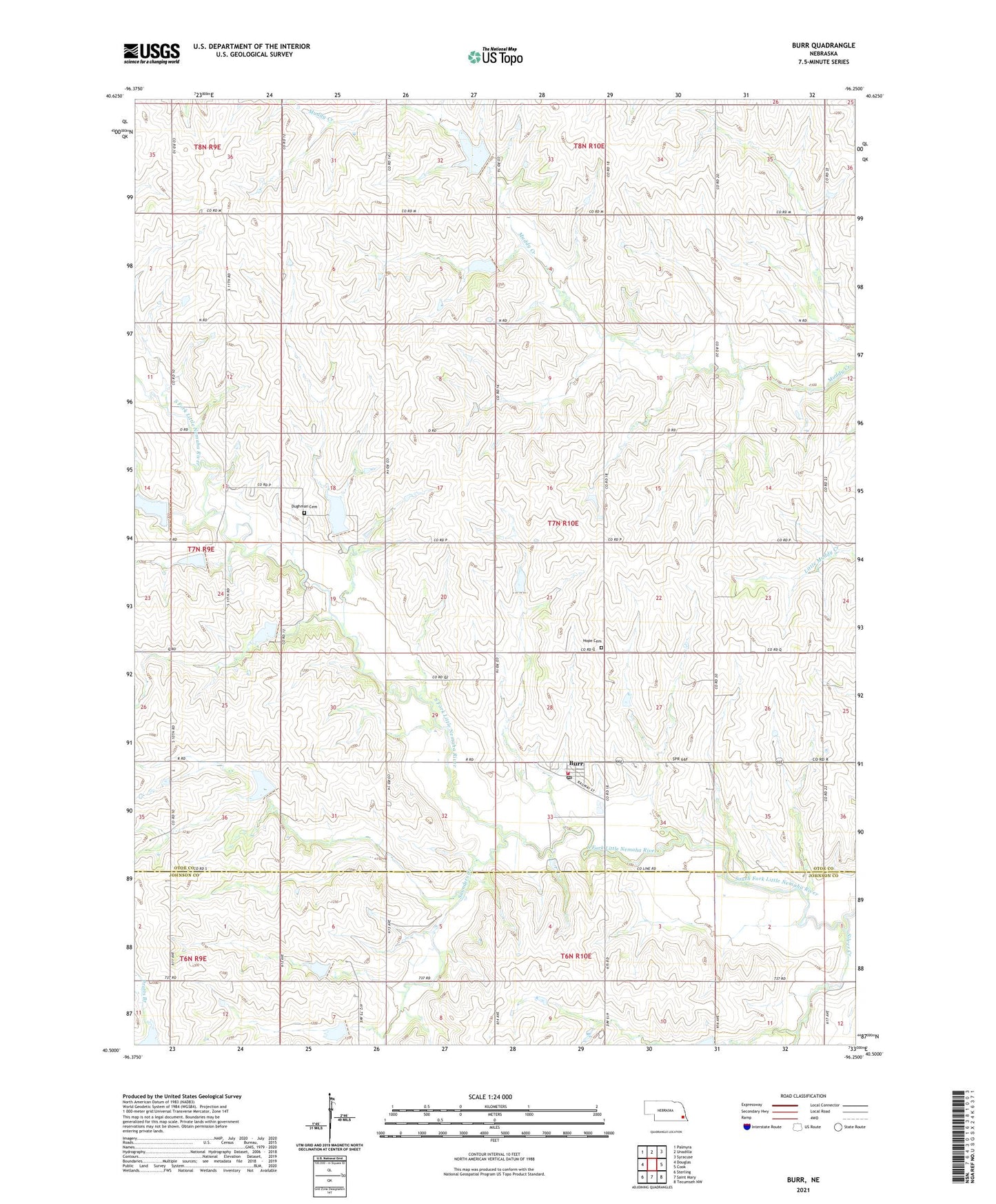 Burr Nebraska US Topo Map Image
