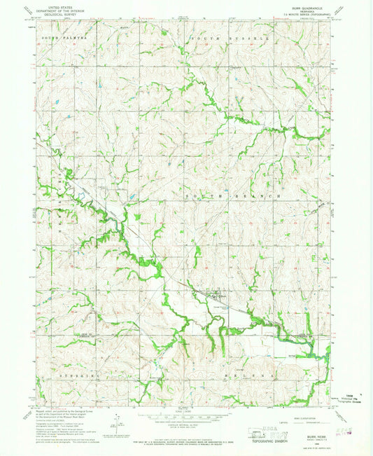 Classic USGS Burr Nebraska 7.5'x7.5' Topo Map Image