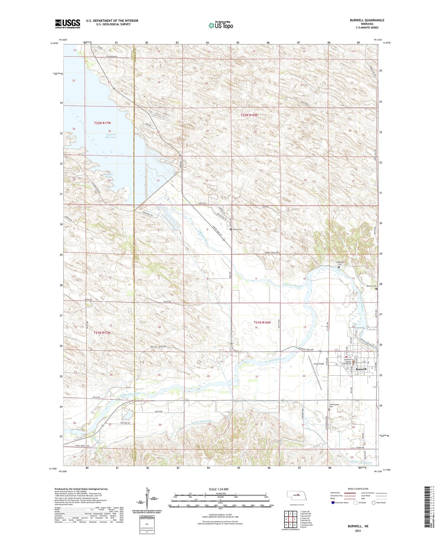 Burwell Nebraska US Topo Map Image