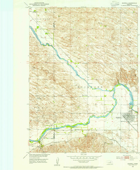 Classic USGS Burwell Nebraska 7.5'x7.5' Topo Map Image