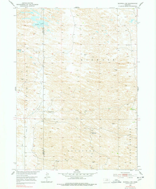 Classic USGS Burwell NW Nebraska 7.5'x7.5' Topo Map Image
