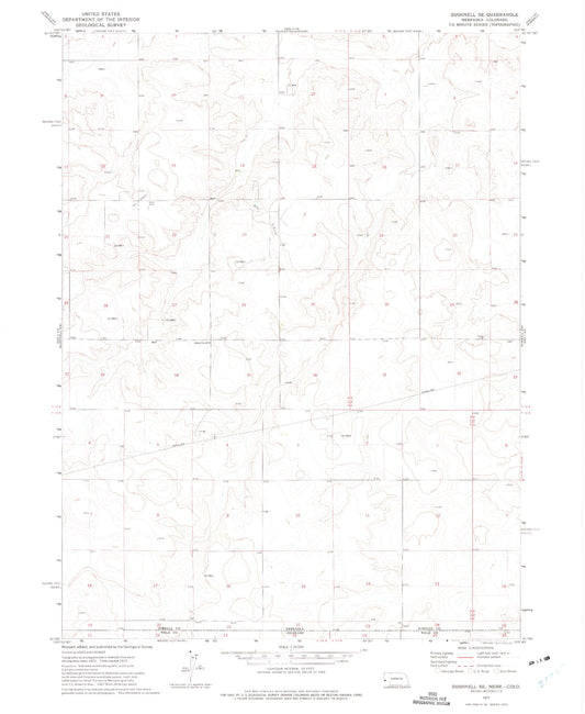 Classic USGS Bushnell SE Nebraska 7.5'x7.5' Topo Map Image