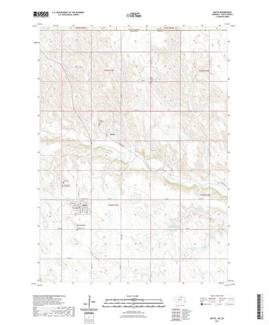 Butte Nebraska US Topo Map Image