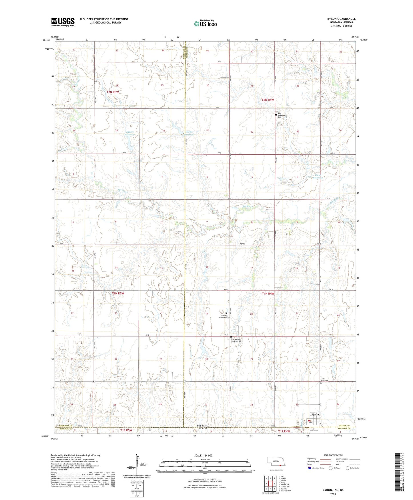 Byron Nebraska US Topo Map Image