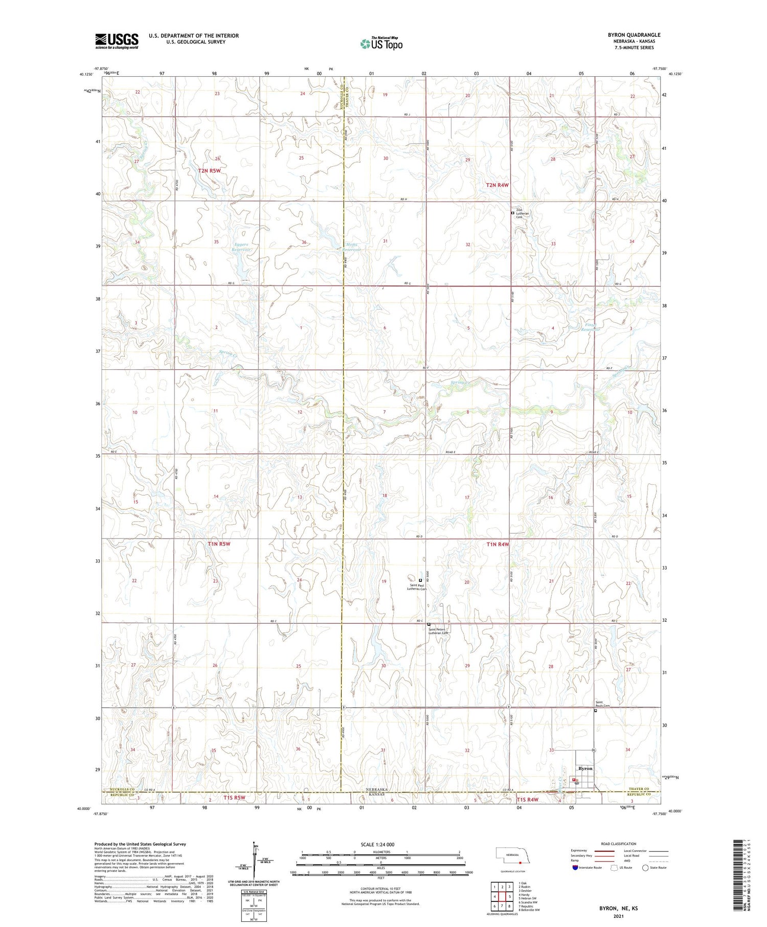 Byron Nebraska US Topo Map Image