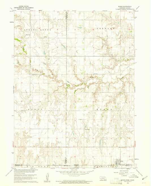 Classic USGS Byron Nebraska 7.5'x7.5' Topo Map Image