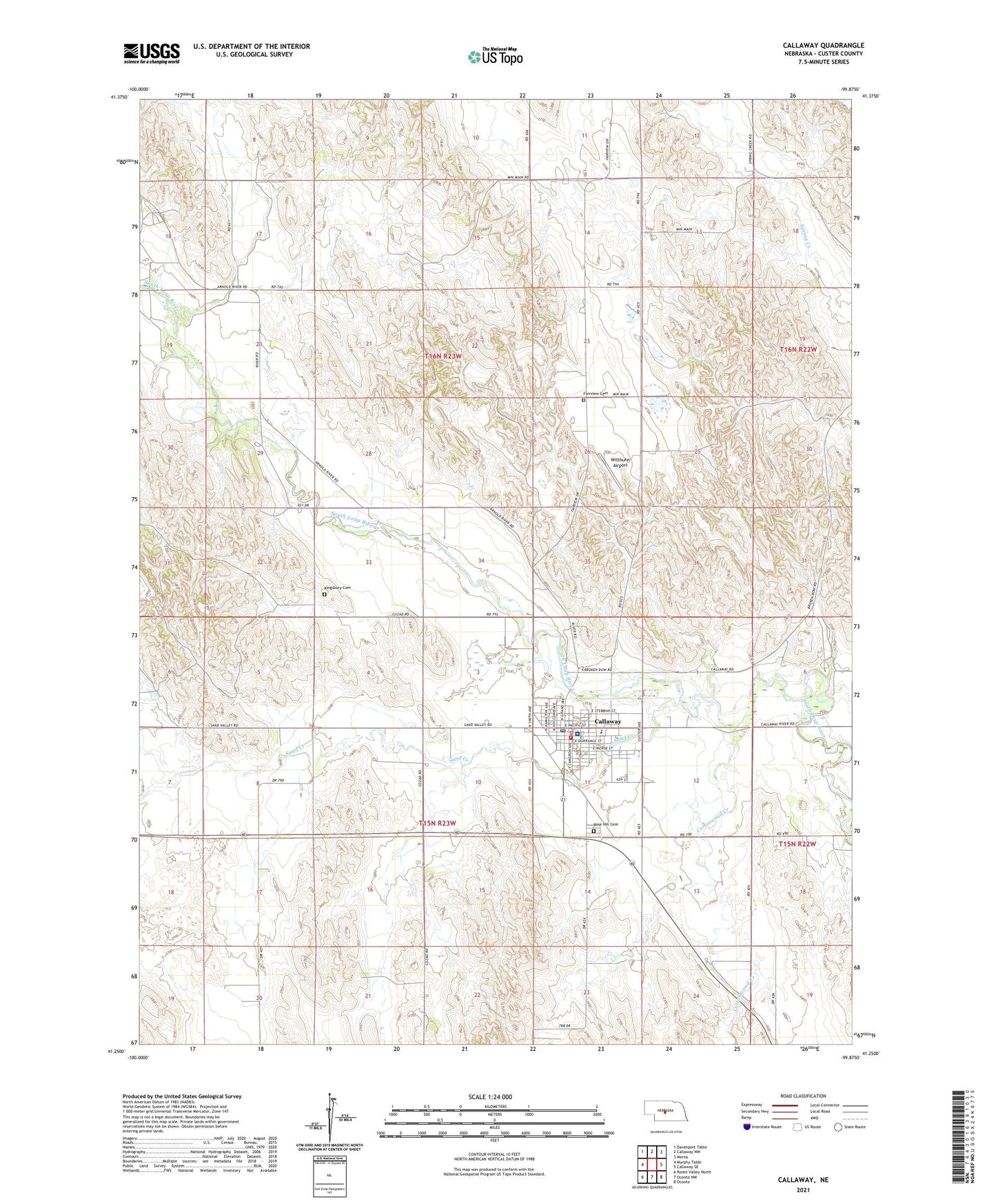 Callaway Nebraska US Topo Map Image