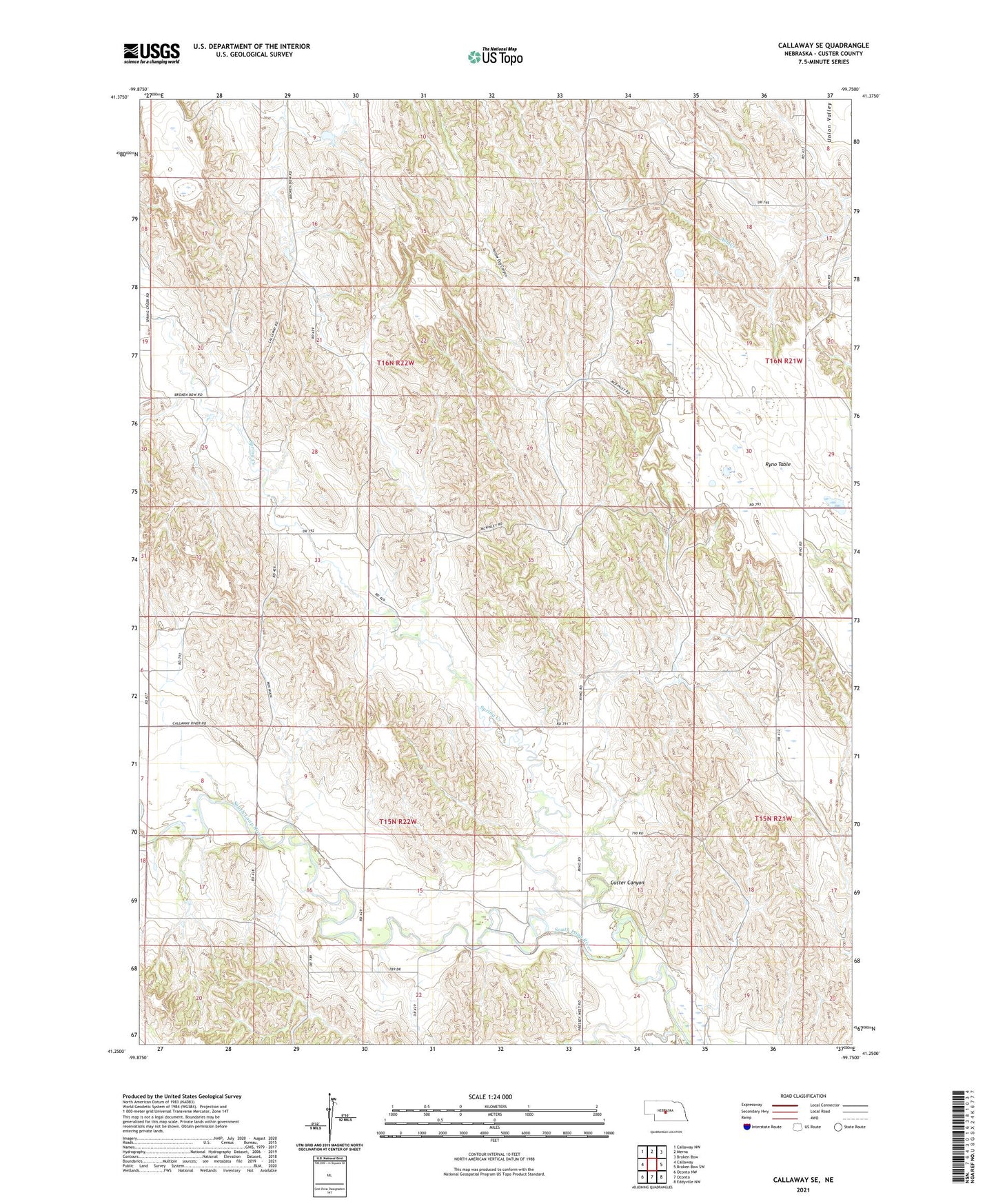 Callaway SE Nebraska US Topo Map Image