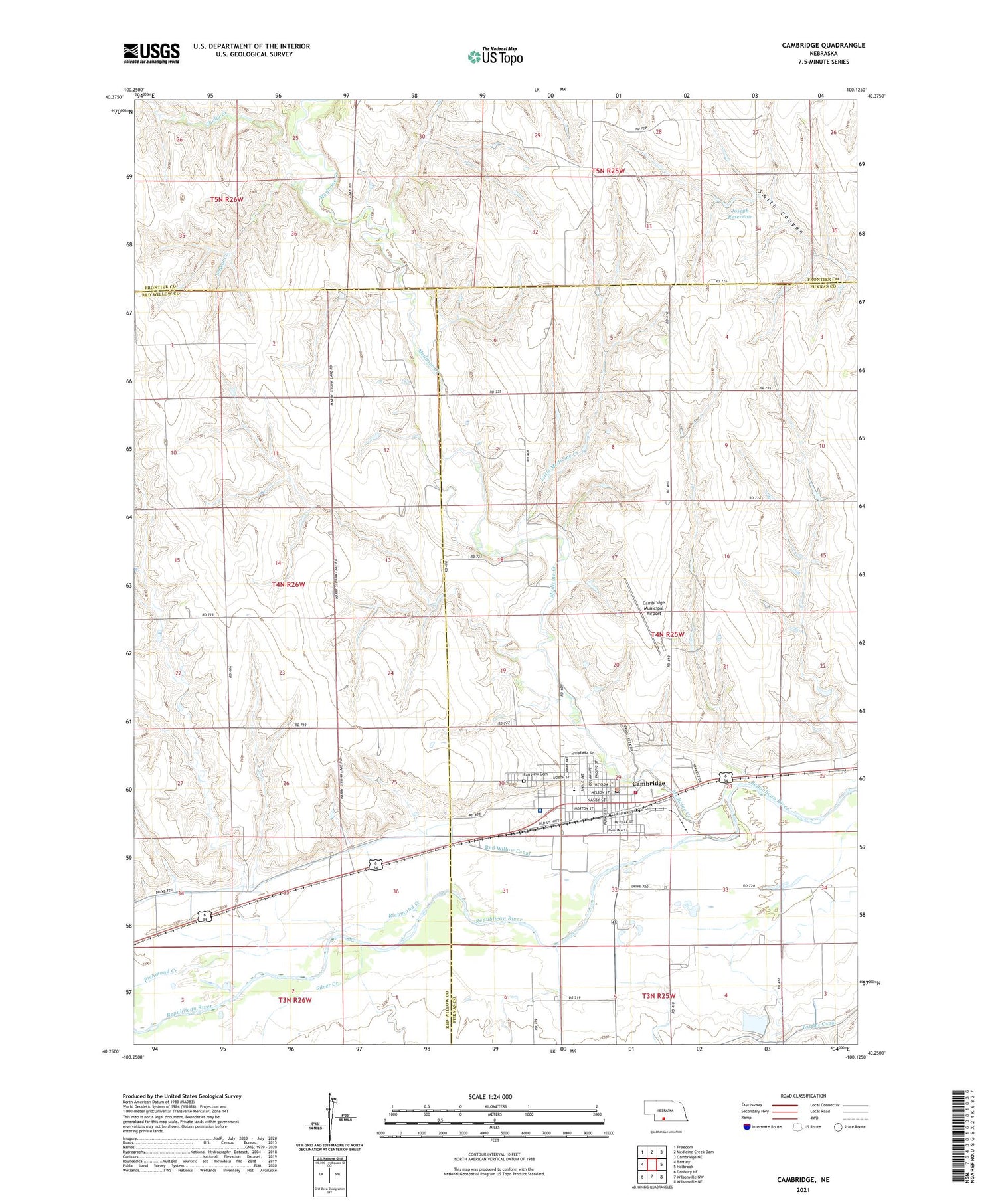 Cambridge Nebraska US Topo Map Image