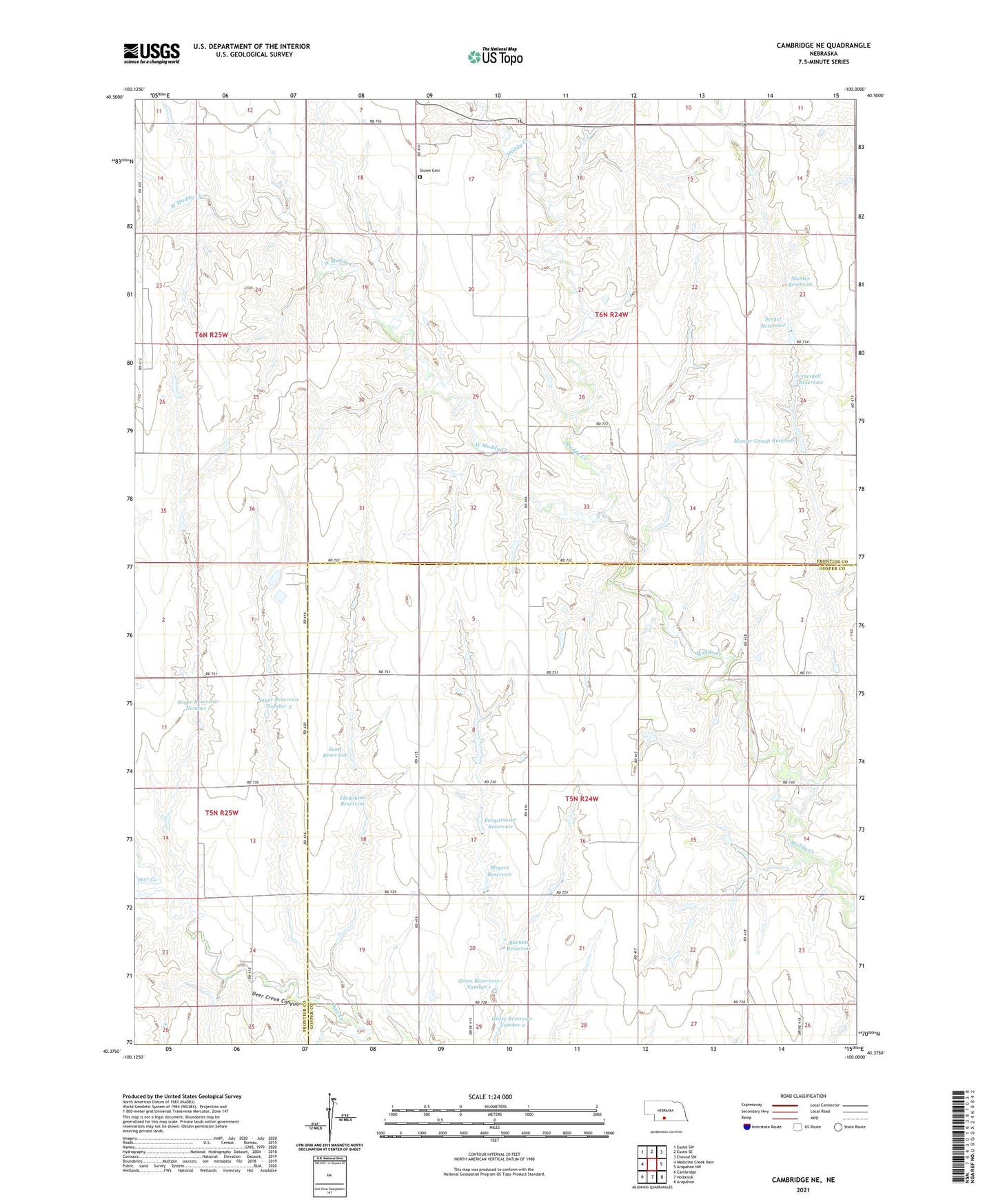Cambridge NE Nebraska US Topo Map Image